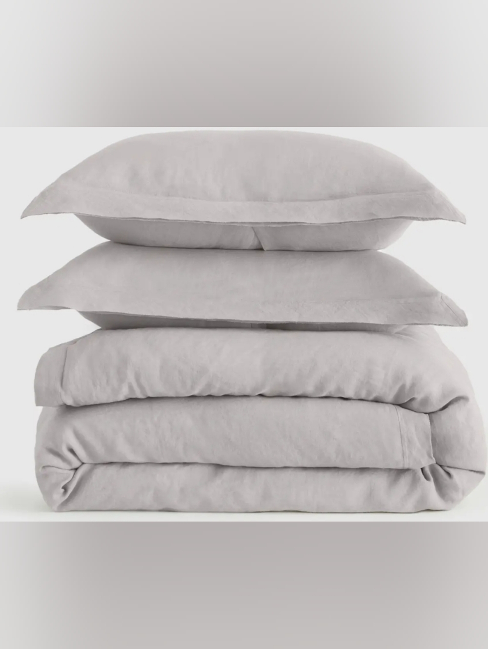 NEW Quince King/Cal King 100% European Linen Duvet Cover Set Light Gray W/Shams